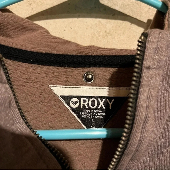 Roxy Sweater Womens Small Gray Pullover Hoodie Quarter Zip Pockets - Picture 8 of 10